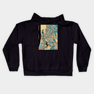 Baton Rouge Map Pattern in Mid Century Pastel Kids Hoodie